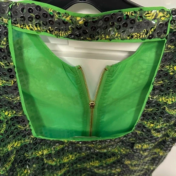 Versace Dress Tropical Green and Blue Sleeveless Sequin Dress - Picture 4 of 11